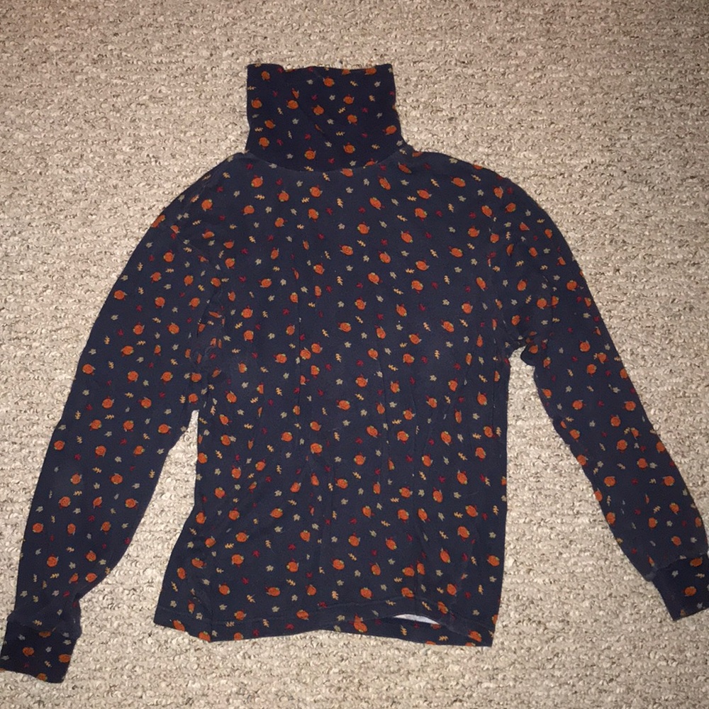 adorable cozy fall turtle neck with pumpkins